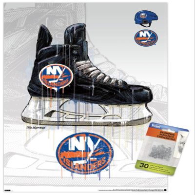 NHL New York Islanders - Drip Skate 21 Wall Poster with Push Pins
