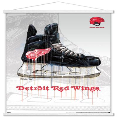 Trends International NHL Detroit Red Wings - Drip Skate 21 Wall Poster, 22.375" x 34", Premium Print and White Hanger Bundle