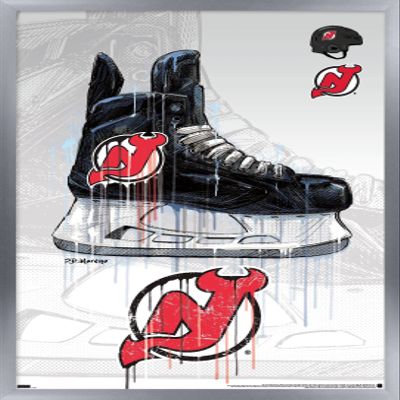 Trends International NHL New Jersey Devils - Drip Skate 21 Wall Poster, 22.375" x 34", Silver Framed Version
