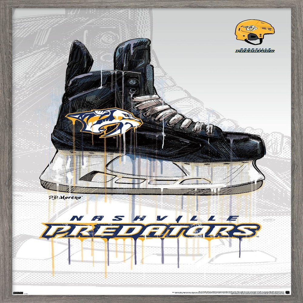 Trends International NHL Nashville Predators - Drip Skate 21 Wall Poster, 22.375" x 34", Barnwood Framed Version