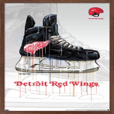 Trends International NHL Detroit Red Wings - Drip Skate 21 Wall Poster, 22.375" x 34", Mahogany Framed Version