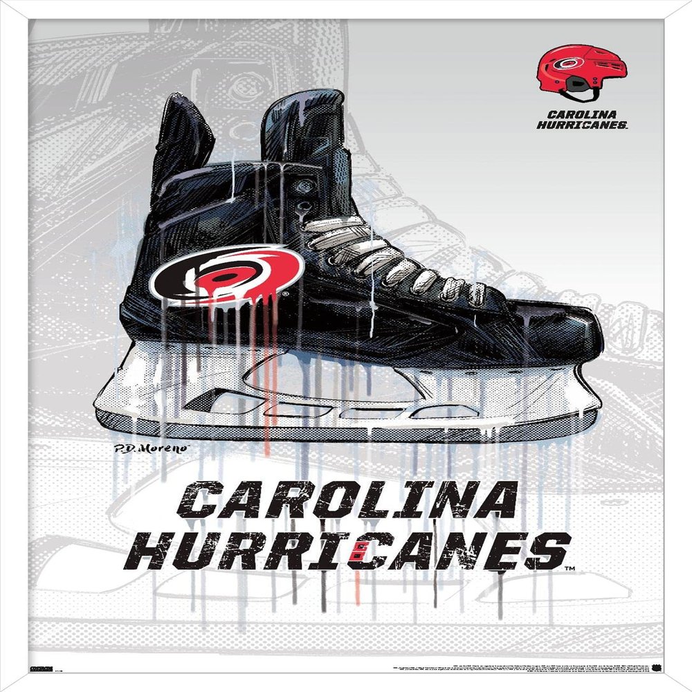 Trends International NHL Carolina Hurricanes - Drip Skate 21 Wall Poster, 22.375" x 34", White Framed Version