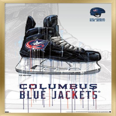 Trends International NHL Columbus Blue Jackets - Drip Skate 21 Wall Poster, 22.375" x 34", Gold Framed Version