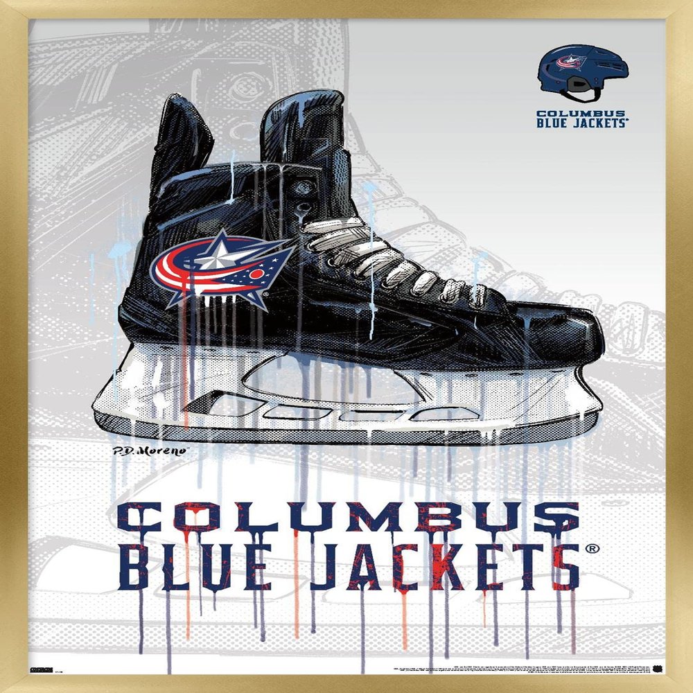 Trends International NHL Columbus Blue Jackets - Drip Skate 21 Wall Poster, 22.375" x 34", Gold Framed Version