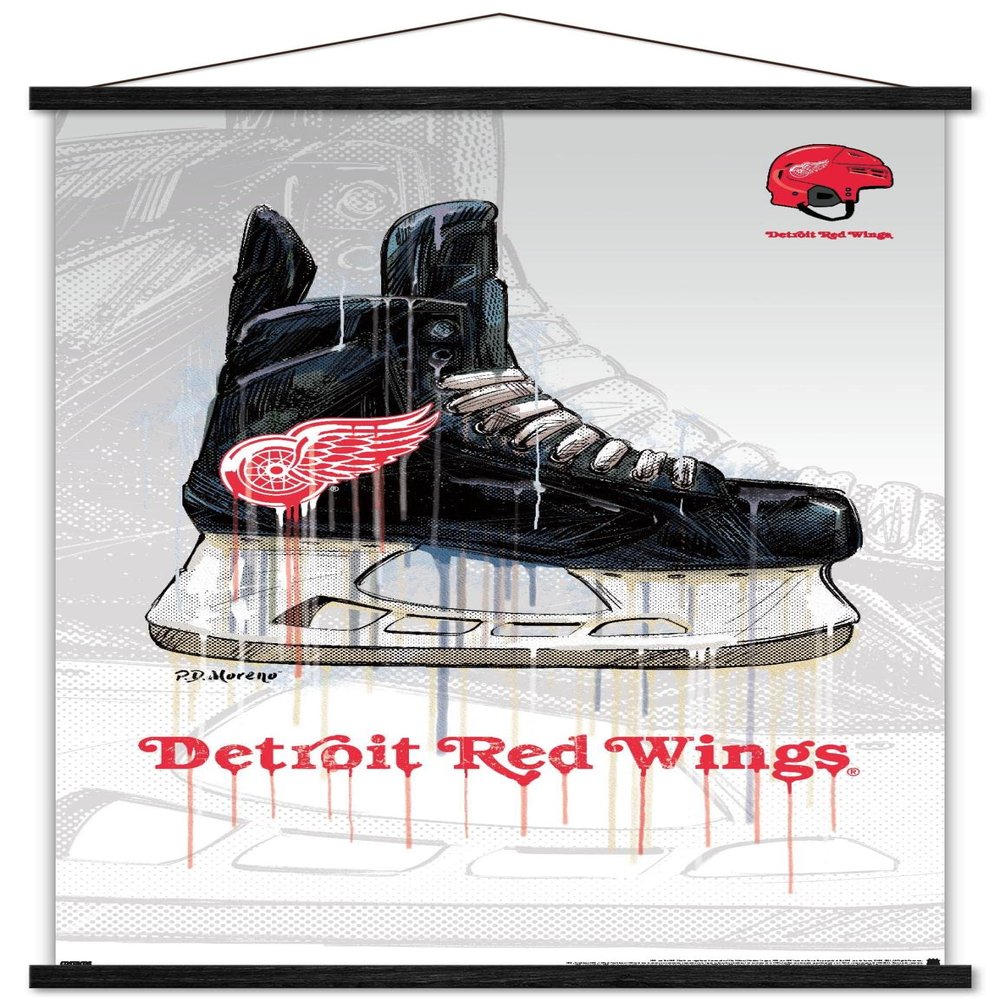 Trends International NHL Detroit Red Wings - Drip Skate 21 Wall Poster, 22.375" x 34", Premium Print and Black Hanger Bundle