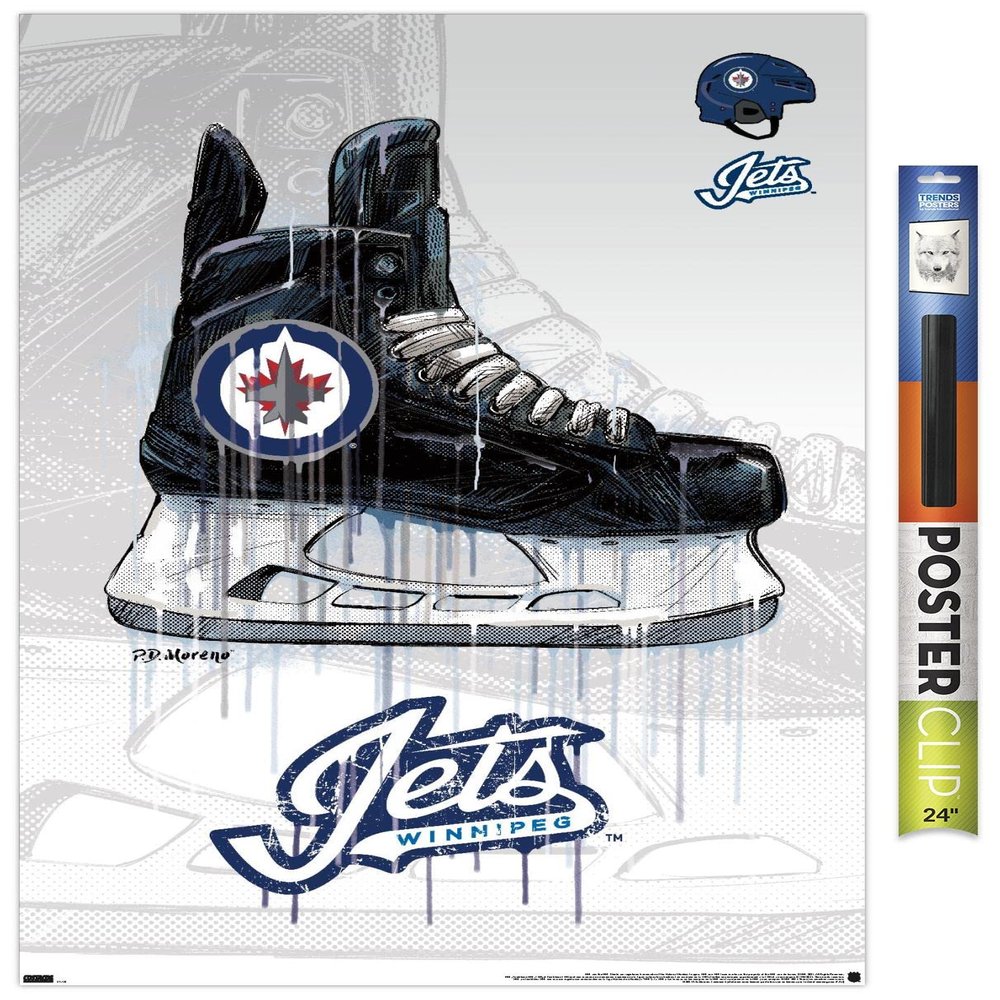 Trends International NHL Winnipeg Jets - Drip Skate 21 Wall Poster, 22.375" x 34", Poster & Clip Bundle