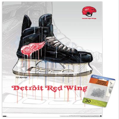 Trends International NHL Detroit Red Wings - Drip Skate 21 Wall Poster, 14.725" x 22.375", Premium Poster & Push Pin Bundle