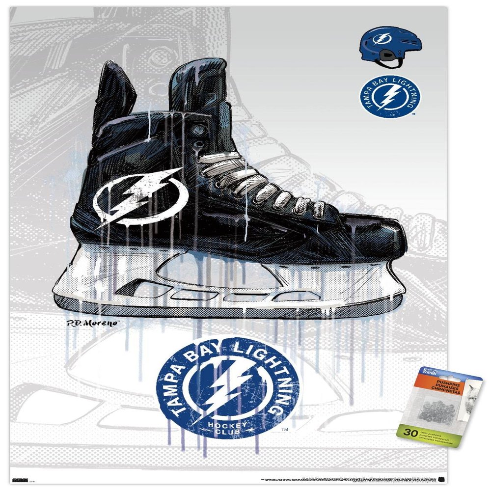 Trends International NHL Tampa Bay Lightning - Drip Skate 21 Wall Poster with Push Pins