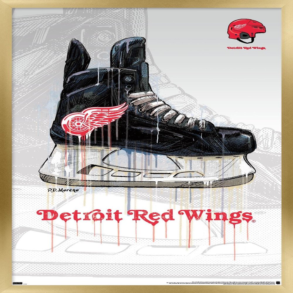 Trends International NHL Detroit Red Wings - Drip Skate 21 Wall Poster, 22.375" x 34", Gold Framed Version