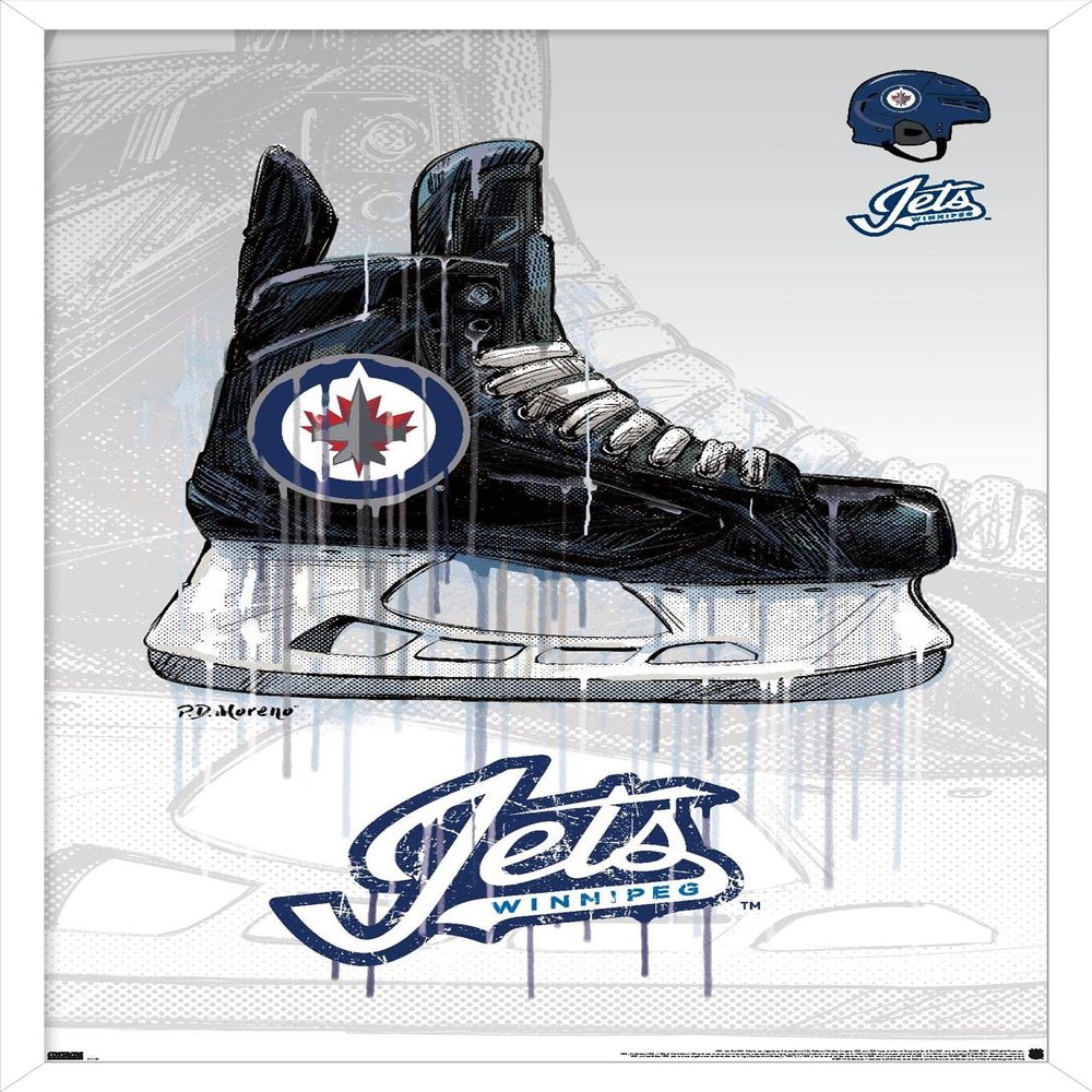 Trends International NHL Winnipeg Jets - Drip Skate 21 Wall Poster, 22.375" x 34", White Framed Version