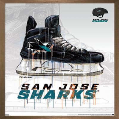 Trends International NHL San Jose Sharks - Drip Skate 21 Wall Poster, 22.375" x 34", Bronze Framed Version