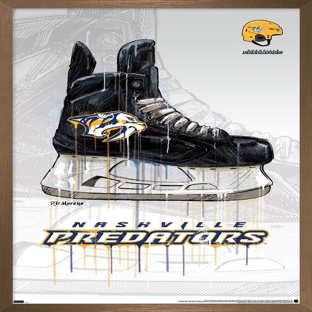 Trends International NHL Nashville Predators - Drip Skate 21 Wall Poster, 22.375" x 34", Bronze Framed Version