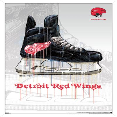 Trends International NHL Detroit Red Wings - Drip Skate 21 Wall Poster, 22.375" x 34", White Framed Version
