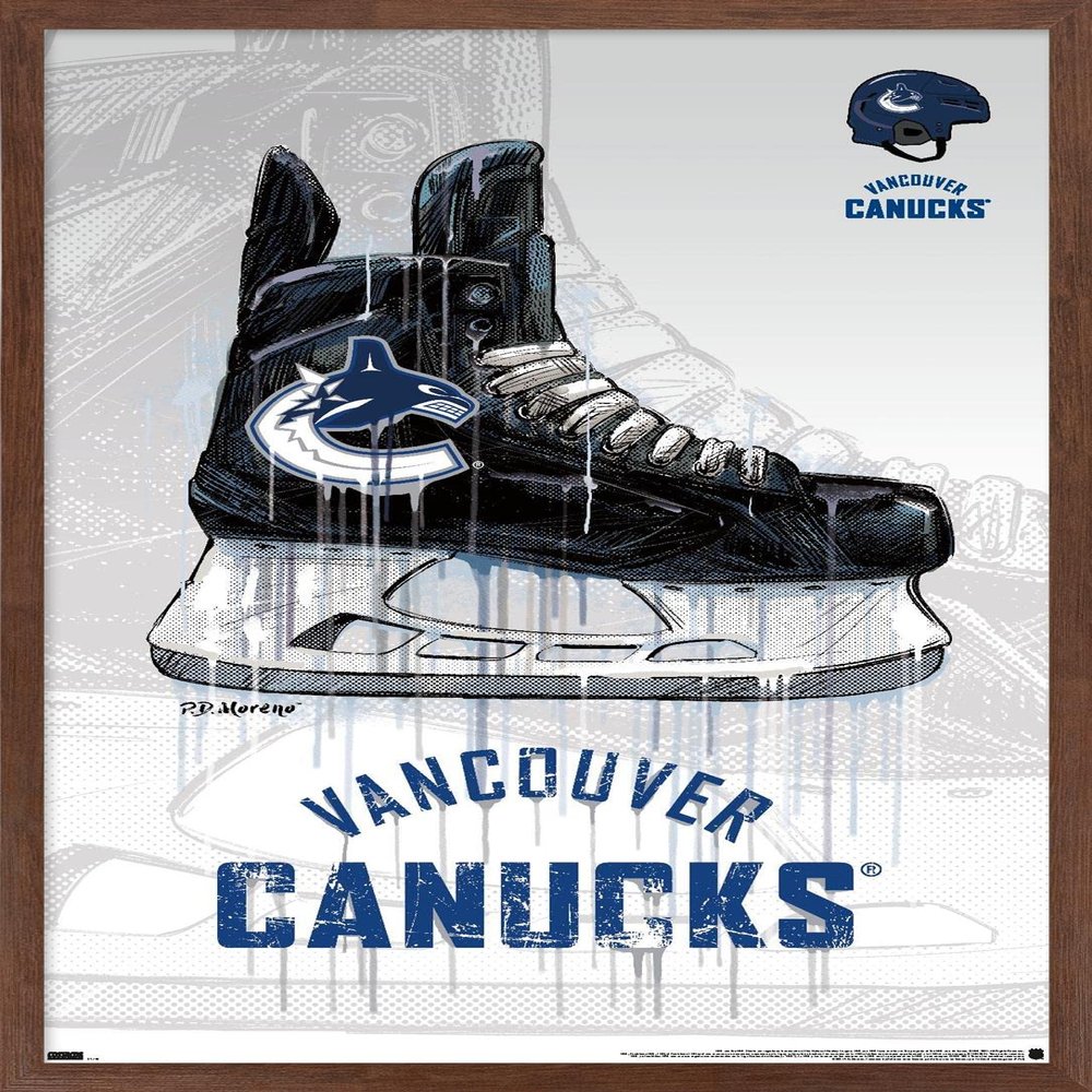 Trends International NHL Vancouver Canucks - Drip Skate 21 Wall Poster, 22.375" x 34", Mahogany Framed Version