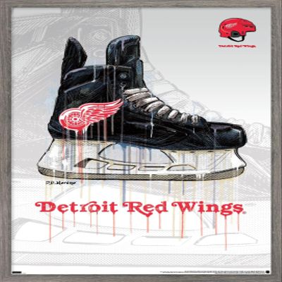 Trends International NHL Detroit Red Wings - Drip Skate 21 Wall Poster, 22.375" x 34", Barnwood Framed Version