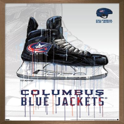 Trends International NHL Columbus Blue Jackets - Drip Skate 21 Wall Poster, 22.375" x 34", Bronze Framed Version