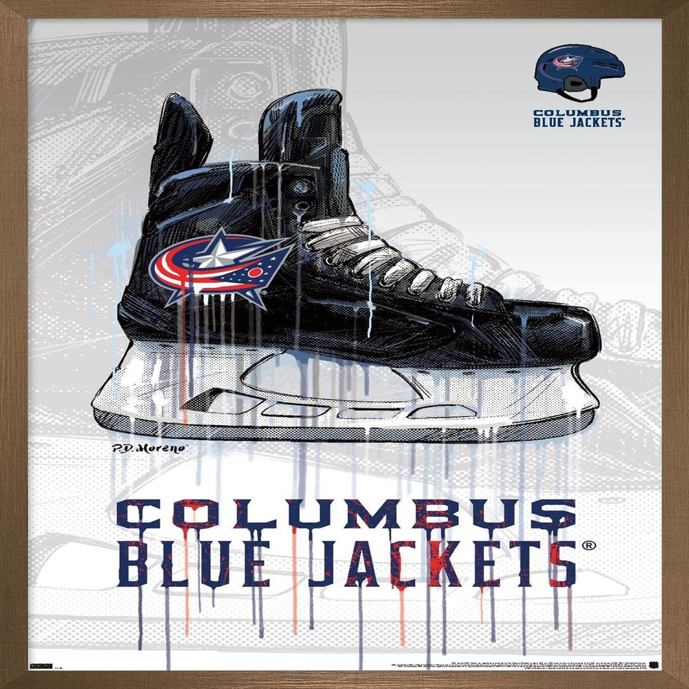 Trends International NHL Columbus Blue Jackets - Drip Skate 21 Wall Poster, 22.375" x 34", Bronze Framed Version