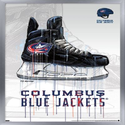 Trends International NHL Columbus Blue Jackets - Drip Skate 21 Wall Poster, 22.375" x 34", Silver Framed Version