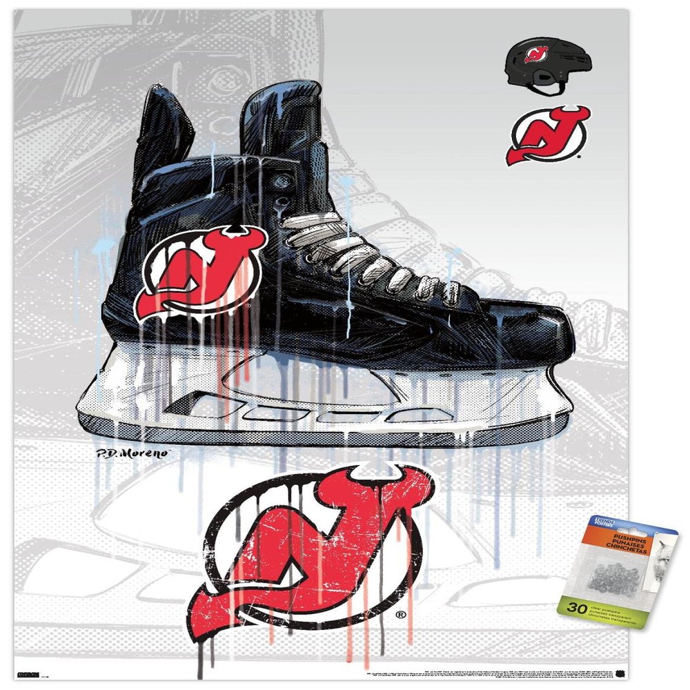 NHL New Jersey Devils - Drip Skate 21 Wall Poster with Pushpins
