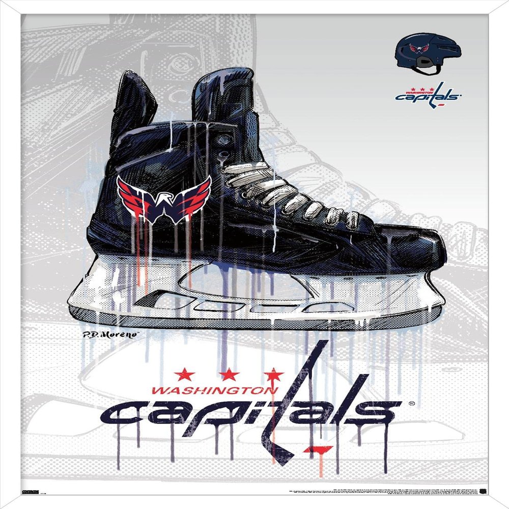 Trends International NHL Washington Capitals - Drip Skate 21 Wall Poster, 22.375" x 34", White Framed Version