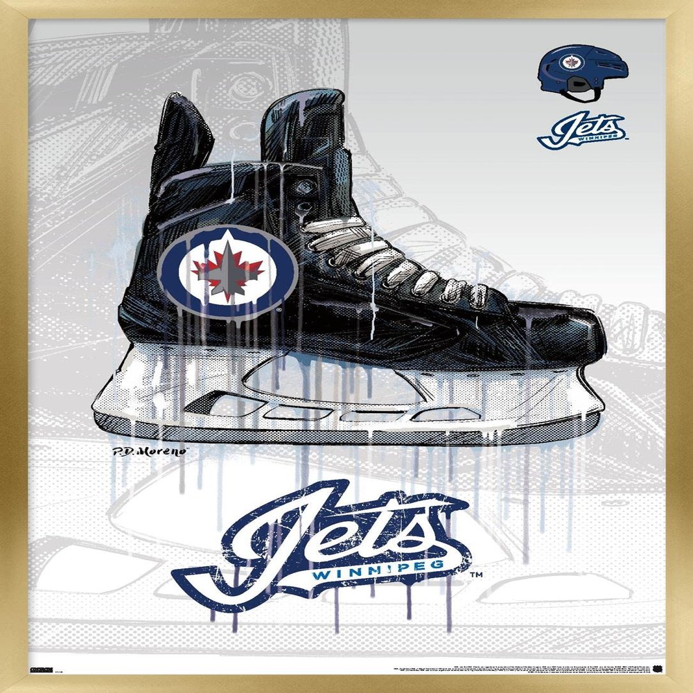 Trends International NHL Winnipeg Jets - Drip Skate 21 Wall Poster, 14.725" x 22.375", Gold Framed Version