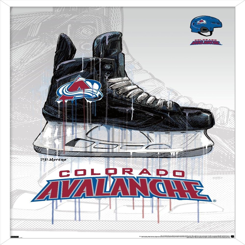 Trends International NHL Colorado Avalanche - Drip Skate 21 Wall Poster, 22.375" x 34", White Framed Version