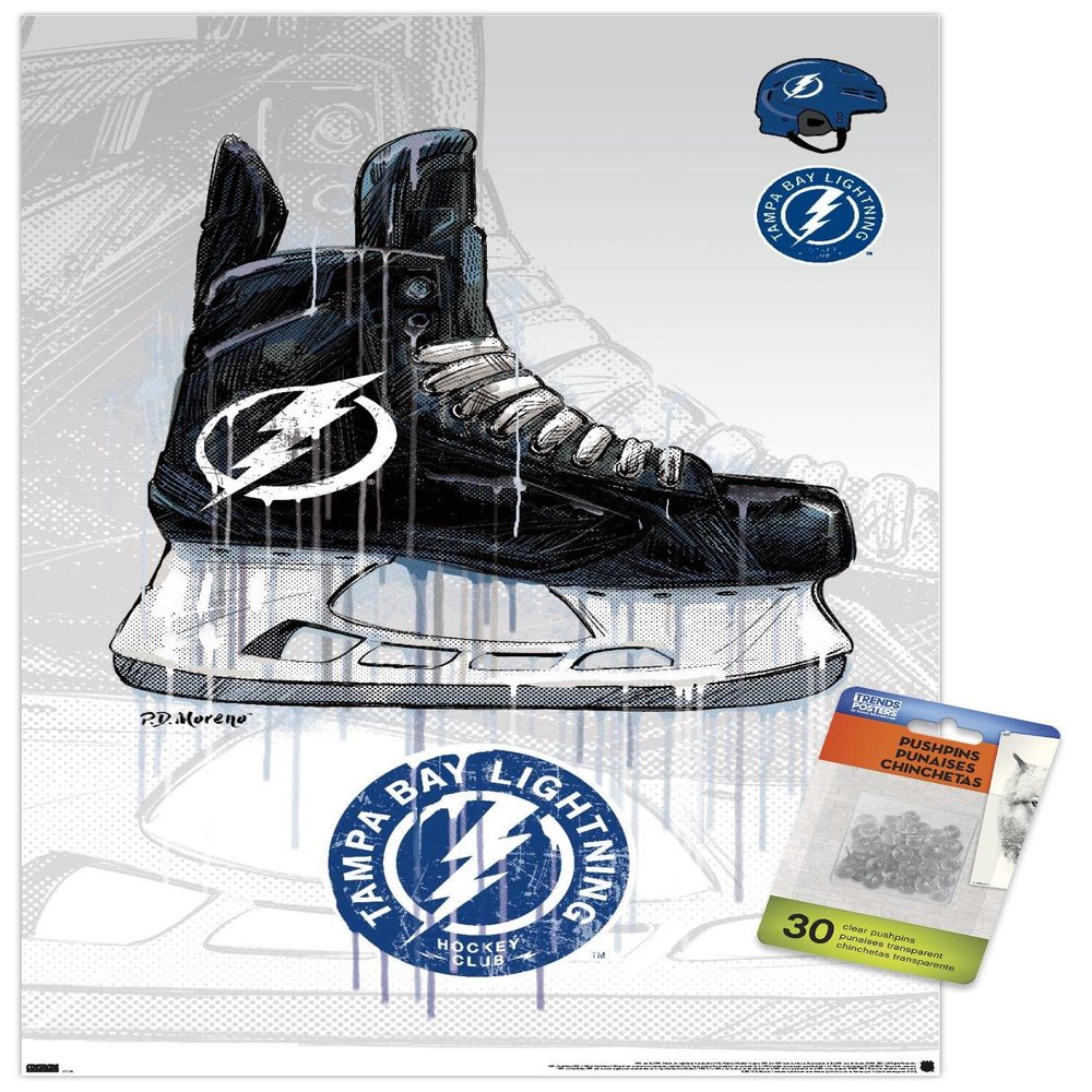 Trends International NHL Tampa Bay Lightning - Drip Skate 21 Wall Poster with Push Pins