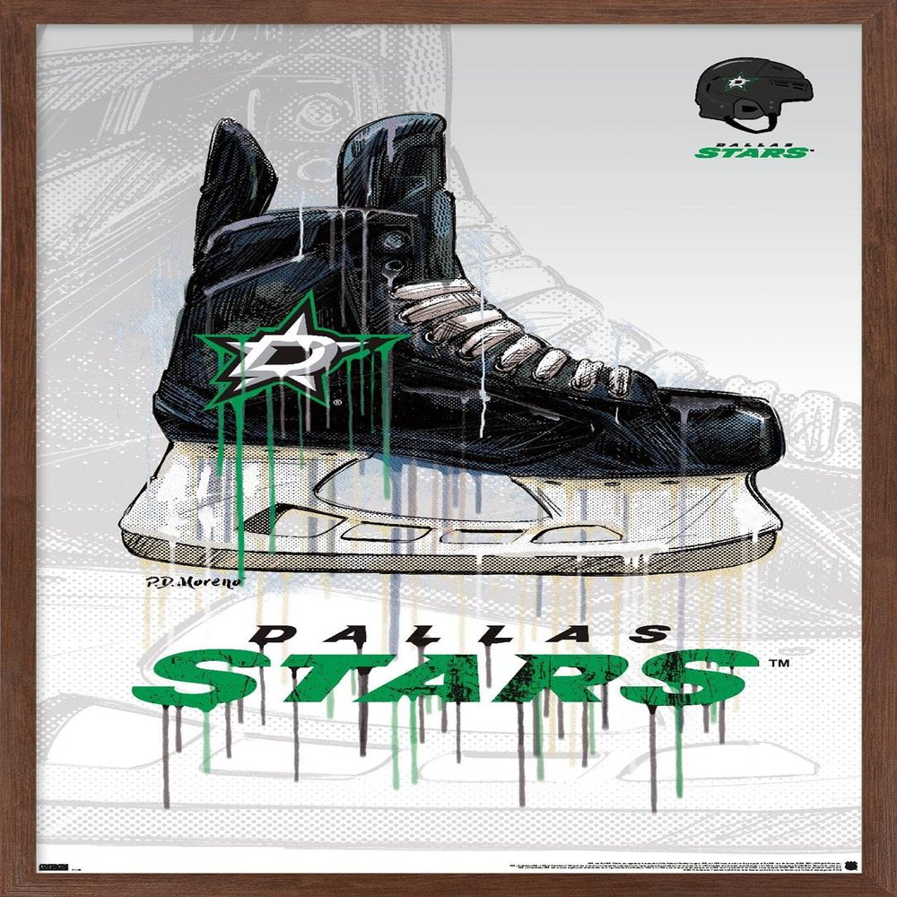 Trends International NHL Dallas Stars - Drip Skate 21 Wall Poster, 22.375" x 34", Mahogany Framed Version