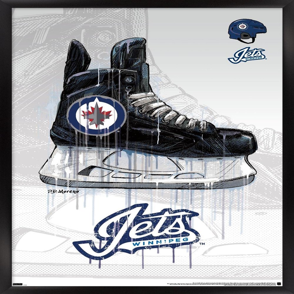 Trends International NHL Winnipeg Jets - Drip Skate 21 Wall Poster, 14.725" x 22.375", Black Framed Version