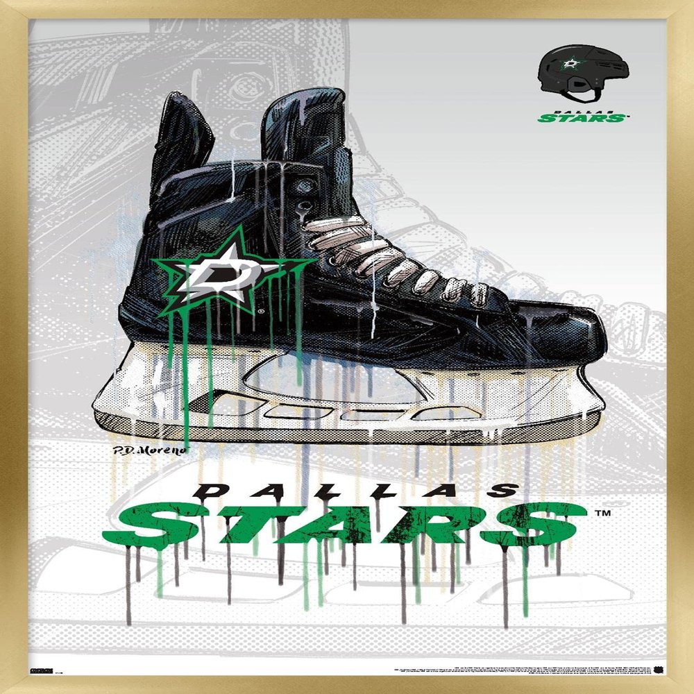 Trends International NHL Dallas Stars - Drip Skate 21 Wall Poster, 22.375" x 34", Gold Framed Version
