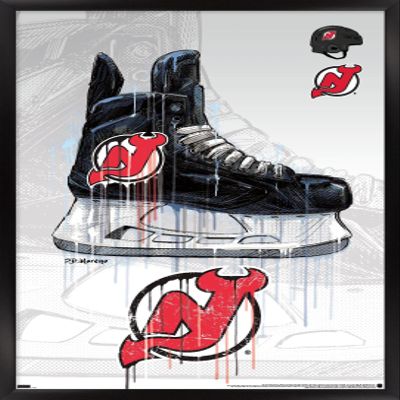 Trends International NHL New Jersey Devils - Drip Skate 21 Wall Poster, 22.375" x 34", Black Framed Version