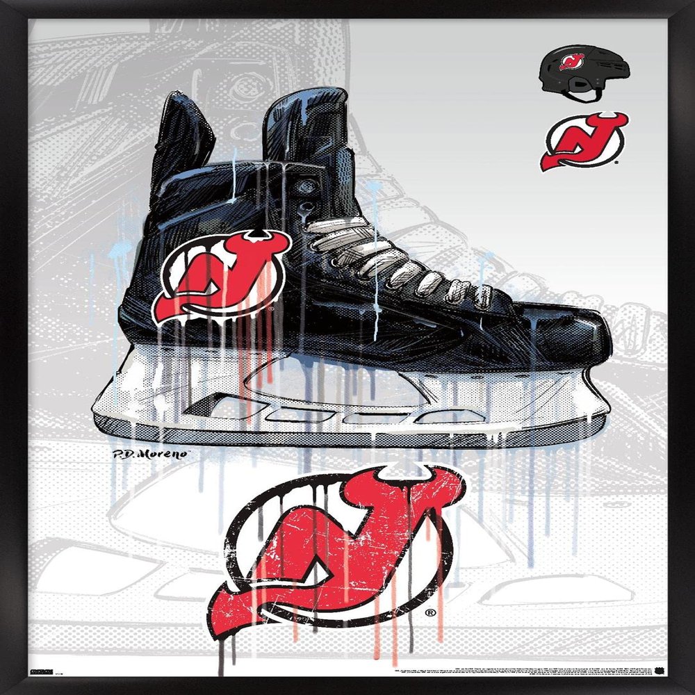 Trends International NHL New Jersey Devils - Drip Skate 21 Wall Poster, 22.375" x 34", Black Framed Version