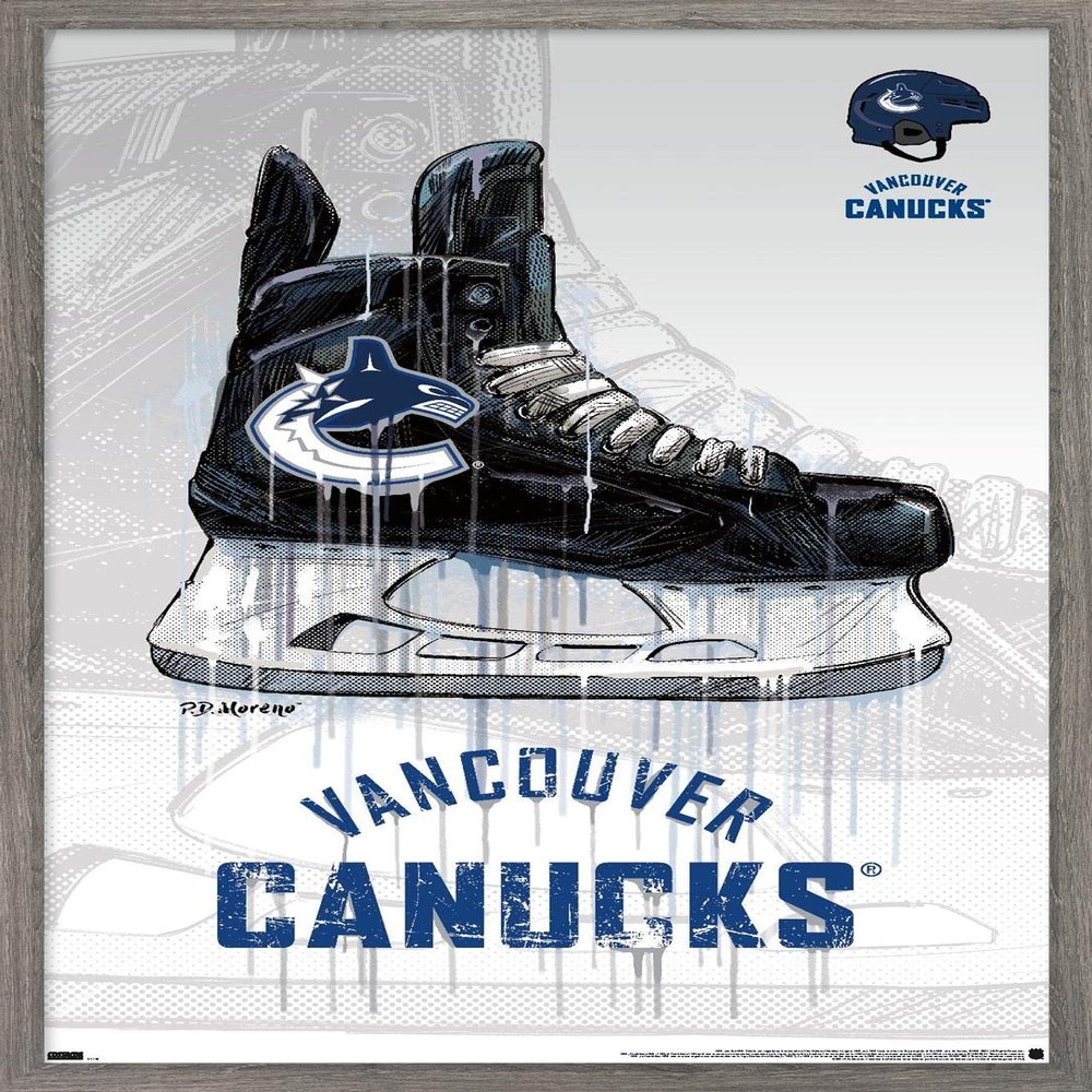 Trends International NHL Vancouver Canucks - Drip Skate 21 Wall Poster, 22.375" x 34", Barnwood Framed Version