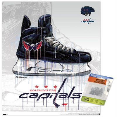 NHL Washington Capitals - Drip Skate 21 Wall Poster with Push Pins