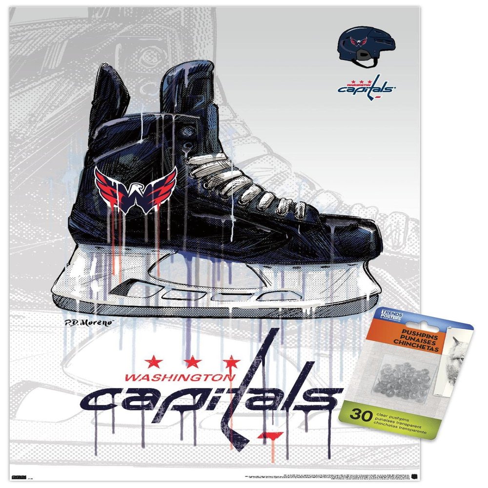 NHL Washington Capitals - Drip Skate 21 Wall Poster with Push Pins