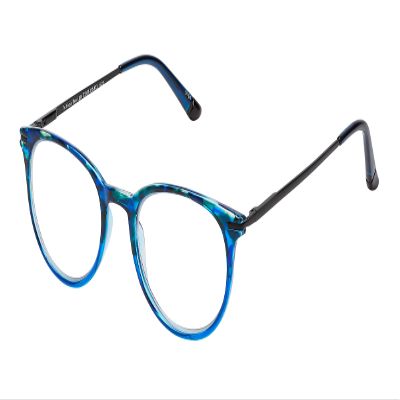 SAV Unisex Tri Focus E2307 Progressive Blue Light Reading Glasses - 3 Focal Points, Blue Light Protection, Flexible Spring Hinge Progressive for Men and Women, Blue Demi, +1.25