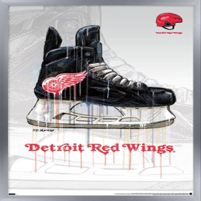 Trends International NHL Detroit Red Wings - Drip Skate 21 Wall Poster, 22.375" x 34", Silver Framed Version