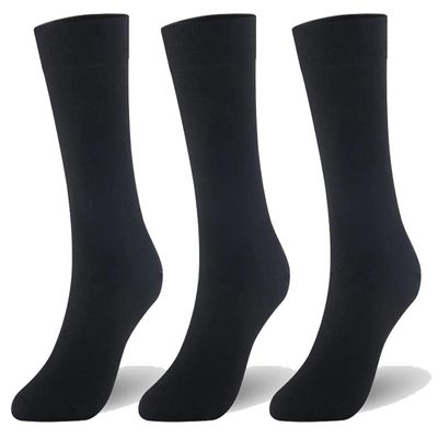 Mens Dress Socks Classic Business Casual Solid Premium Socks (9-11, Black (3 Pairs))