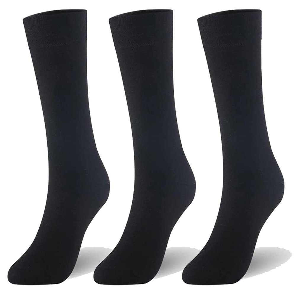 Mens Dress Socks Classic Business Casual Solid Premium Socks (9-11, Black (3 Pairs))