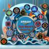 (Years 1-50) NA 39 Year Crystals and Glitter Medallion, Silver Color Plated Coin, Black Rainbow, Blue Glitter and Four Clear Crystals, Epoxy Covered view 4