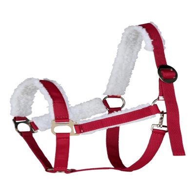 HORZE Santa Halter | Faux Fur Adjustable Christmas Horse Halter - Red - Pony