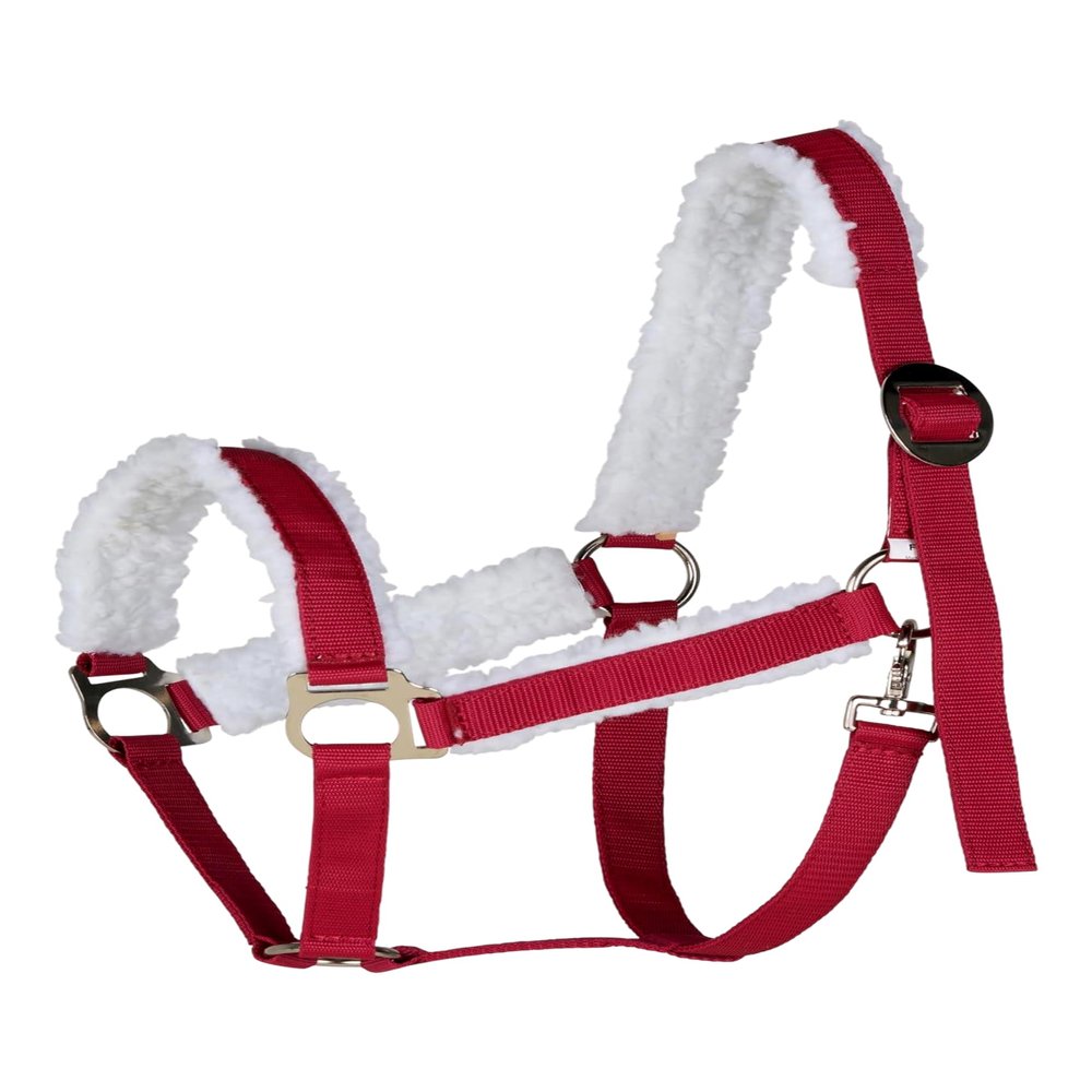 HORZE Santa Halter | Faux Fur Adjustable Christmas Horse Halter - Red - Pony