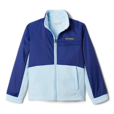Columbia Youth Girls Benton Springs III Overlay Fleece, Spring Blue/Dark Sapphire, XX-Small