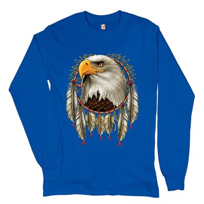 Bald Eagle Dreamcatcher Long Sleeve T-Shirt Indigenous Native American Heritage Royal Blue 3X-Large