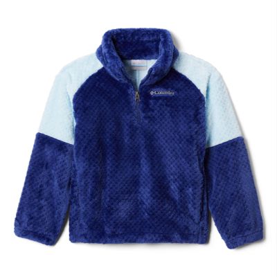 Columbia Youth Girls Fire Side II Sherpa Half Zip, Dark Sapphire/Spring Blue, XX-Small