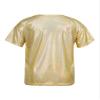 FEESHOW Kids Girls Sparkly Metallic Shiny T-Shirt Boys Short Sleeves Loose T-Shirt for Dance Performance Costume Gold 6-7 Years view 2