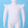 Agoky Kids Girls Gymnastic Dance Leotard Long Sleeve Ruffle Shoulder Crisscross Hollow Back Ballet Dance Outfits White 7-8 Years view 4
