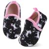 XIHALOOK Toddler Boys Girls Slip on House Slippers Comfty Warm Indoor Shoes Socks with Grippers Black Horse, 8.5-9 Toddler view 1