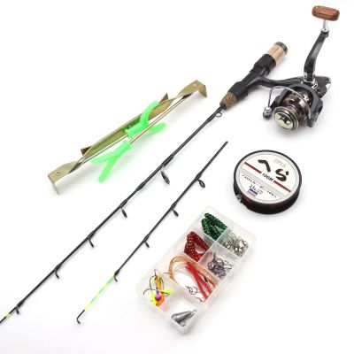 60cm Ultra-Light Ice Fishing Rod Reel Set, Winter Fishing Rod Fishing Line Bait Set, Double Tip Ice Fishing Rod, Portable Boat Fishing Rod, Ice Fishing Rod ZYHYD (Size : 60cm)
