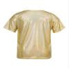 Agoky Kids Girls Metallic Hip Hop Jazz Dance Top Long/Short Sleeve T-Shirt Tops Fashion Loose Fit Dance Performance Costume Gold_B 4-5 Years view 2
